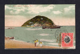 PANAMA - 1911 - ISLAND POSTCARD: Colour PPC 'Naos Island. Panama Bay' franked on picture side with 1909 2c black & vermilion (SG 153). The card is addressed to ITALY and the stamp is tied by CAGLIARI (CENTRO) Italian arrival cds dated 11 JUL 1911.  (PAN/32963)