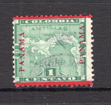 PANAMA - 1904 - VARIETY: 1c green MAP issue with 'Third Panama' overprint and variety PANAMA at left 4mm below bar and PANAMA at right 2mm below bar. Fine cds used. (SG 62)  (PAN/34205)