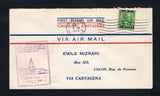 PANAMA - CANAL ZONE - 1929 - FIRST FLIGHT: Airmail cover with printed 'First Flight Air Mail Cristobal Cartagena' at top franked with 1929 15c on 1c green AIR surcharge issue (SG 117) tied by CRISTOBAL machine cancel dated JUN 21 1929. Flown on the FAM 5 Cristobal - Cartagena, Colombia first flight with illustrated first flight cachet on front. Addressed to COLON with CARTAGENA and COLON arrival marks on reverse. (AAMC #CZ37, Muller #22)  (PAN42305)