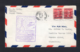 PANAMA - CANAL ZONE - 1929 - FIRST FLIGHT: Airmail cover franked with 1929 2 x 25c on 2c carmine AIR surcharge issue (SG 119) tied by CRISTOBAL machine cancel dated OCT 8 1929. Flown on the extension of the FAM 5 route from Cristobal to Buenos Aires, Argentina with illustrated first flight cachet on front. Addressed to ARGENTINA with arrival cds on reverse. A scarce flight only 143 covers were carried. (AAMC #CZ43, Muller #26)  (PAN42314)