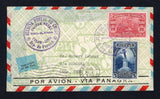 PANAMA - 1936 - FIRST FLIGHT: 'PAA Grace' airmail envelope franked with 1936 5c blue & 20c carmine (SG 276 & 285) tied by large AGENCIA POSTAL DE COLON PRIMER VUELO DIC. 4. 1936 COLON - LIMA REP. DE PANAMA first flight cds in purple with fine second strike alongside. Flown on the Colon - LIma, Peru first flight with CRISTOBAL CANAL ZONE transit cds on front and LIMA, PERU arrival cds on reverse. (Muller #Unlisted)  (PAN/43131)