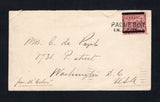 PANAMA - CANAL ZONE - 1906 - MAP ISSUE: Cover with manuscript 'Per. S S. Colon' in bottom corner franked with 1906 2c on 1p lake MAP issue with 'CANAL ZONE' surcharge Type 2 (SG 23) tied by two line PAQUEBOT (N.Y. 2D DIV) cancel in black. Addressed to USA with WASHINGTON DC arrival cds dated JUN 12 1906 on reverse. Cover a little roughly opened at top but a scarce issue used on cover.  (PAN/43132)