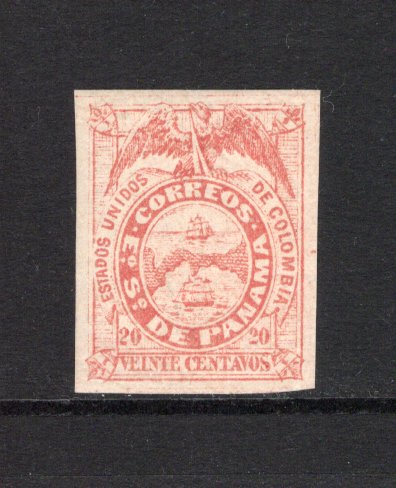 PANAMA - 1878 - CLASSIC ISSUES: 20c red on thin paper 'First Issue' a fine mint copy with full O.G. and four large margins. (SG 3A)  (PAN43682)