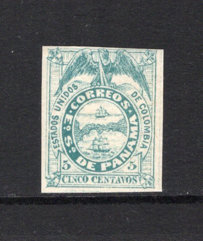 PANAMA - 1878 - CLASSIC ISSUES: 5c blue green on medium thick paper 'First Issue' a fine mint copy with full O.G and three large margins, touching at top. (SG 1Ba)  (PAN43683)
