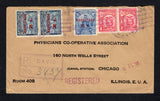 PANAMA - 1933 - REGISTRATION: Registered cover franked with 1924 pair 2c carmine 'Arms' issue and 1932 10c on 15c light blue and pair 20c on 25c blue 'HABILITADA' overprint issue (SG 200, 259 & 260) tied by DAVID cds's dated JUN 10 1933 with boxed 'DAVID' registration marking alongside. Addressed to USA with red 'Sunburst' registration seal on reverse tied by boxed RECOMENDADOS DAVID markings and also by USA transit and arrival marks.  (PAN44450)