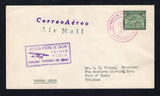 PANAMA - 1931 - FIRST FLIGHT: Cover franked with 1930 15c green AIR issue (SG 235) tied by COLON cds dated FEB 11 1931. Flown on the COLON - TRINIDAD first flight with boxed 'AGENCIA POSTAL DE COLON PRIMER VUELO PANAMA - TRINIDAD (Ant. Inglesas)' first flight cachet in purple. Addressed to PORT OF SPAIN, TRINIDAD. (Muller #56a)  (PAN44451)