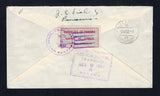 PANAMA - 1932 - REGISTRATION, CANCELLATION & OFFICIAL SEAL: 2c red postal stationery envelope (H&G B13) used with added 2 x 1924 5c blue (SG 201) tied by LOS SANTOS cds's dated NOV 8 1932 with fine strike of boxed 'LOS SANTOS' registration marking on front and fine example of the red on grey blue 'REPUBLICA DE PANAMA SERVICIO DE CORREOS CIERRE OFICIAL' official seal on reverse tied by an additional strike of the LOS SANTOS cds. Addressed to SWITZERLAND with boxed PANAMA TRANSIOTO registration marking and S