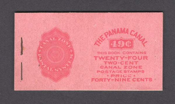 PANAMA - CANAL ZONE - 1928 - BOOKLET: 49c rose on pink cover BOOKLET containing 4 panes of 6 of the 1928 2c carmine 'General Goethals' issue. Fine & complete. (SG SB27)  (PAN/6261)