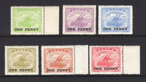 PAPUA NEW GUINEA - 1917 - PROVISIONAL ISSUE: 'ONE PENNY' surcharge issue, the set of six fine mint. (SG 106/111)  (PAP/15259)
