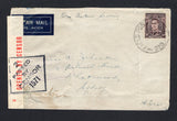 PAPUA NEW GUINEA - 1942 - AUSTRALIAN MILITARY POST OFFICES: Censored airmail cover franked with Australian 1937 3d purple brown GVI issue (SG 187) tied by FIELD POST OFFICE 020 cds dated 14 FE 1942 located at Port Moresby B.P.O. - Koitaki. Addressed to AUSTRALIA with printed red on white 'OPENED BY CENSOR' strip at left tied by boxed censor marks.  (PAP/43261)