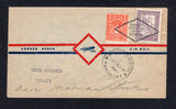 PARAGUAY - 1930 - PIONEER AIRMAIL: Airmail cover with oval 'Norman Stocks Asuncion' imprint on flap franked with 1927 1p scarlet and 1p 50c lilac (SG 303 & 306) tied by diamond 'ENSAYO SERVICIO AEREO INTERNO' cancel with SCIO AEREO POSTAL PARAGUAY 4 SET 30 cds alongside. Flown on the ASUNSCION - TOBATI trial flight with TOBATY arrival cds dated 5 SET 1930 on reverse. Rare. (Muller unlisted).  (PAR/10524)