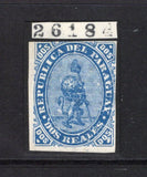 PARAGUAY - 1870 - CLASSIC ISSUES: 2r dull blue 'Lion' issue a good used copy with four margins, tight at right. The stamp has a small repair. 1955 BPA certificate accompanies stating 'is genuine but repaired'. (SG 3)  (PAR/43363)