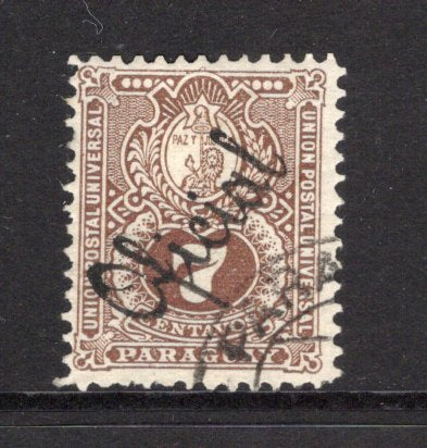 PARAGUAY - 1891 - OFFICIAL ISSUE: 7c brown with 'Oficial' script overprint, a fine cds used copy. A difficult stamp. (SG O66)  (PAR/43375)