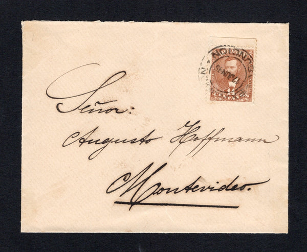 PARAGUAY - 1895 - DESTINATION: Cover franked with single 1892 14c brown 'Portrait' issue (SG 47) tied by EXPEDICION ASUNCION cds dated 17 JUN 1895. Addressed to MONTEVIDEO, URUGUAY with arrival cds on reverse. A nice 14c franking.  (PAR/43478)