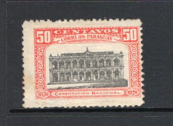 PARAGUAY - 1920 - VARIETY: 50c black & red 'Anniversary of Constitution' issue a fine mint copy with variety 'CORRLOS' for 'CORREOS'. An underrated variety. (SG 247a)  (PAR44040)