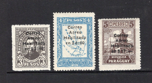 PARAGUAY - 1929 - AIRMAILS: 'Airmail' SURCHARGE issue (overprint in four lines), the set of three fine mint. (SG 348/350)  (PAR44042)