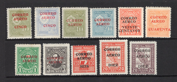 PARAGUAY - 1930 - AIRMAILS: 'CORREO AEREO' surcharge issue, the set of eleven fine mint. (SG 363/373)  (PAR44043)