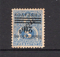 PARAGUAY - 1908 - VARIETY: 20c on 5c blue 'OFICIAL' issue a fine mint copy with variety OVERPRINT INVERTED. Toned. (SG 184a)  (PAR/5854)