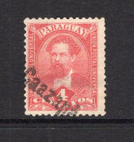 PARAGUAY - 1892 - CANCELLATION: 4c rose 'J Bautista Gill' issue used with fine complete strike of straight line 'Caazapa' cancel in black. (SG 44)  (PAR/9382)