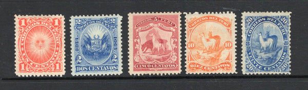 PERU - 1895 - DEFINITIVE ISSUE: 'Reissued Colours' definitive issue, the set of five fine mint. (SG 314/318)  (PER/42808)