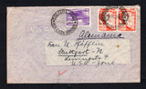 PERU - 1947 - CANCELLATION: Airmail cover franked with 1943 pair 10c on 10c scarlet and 1945 1.50s violet (SG 689 & 705) tied by two fine strikes of large CORREOS PERU HDA. CASA GRANDE cds dated 11 DIC 1947. Addressed to GERMANY with transit marks on reverse.  (PER/43116)