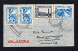 PERU - 1939 - CANCELLATION: Airmail cover franked with 1936 3 x 15c bright blue and 1937 50c slate (SG 589 & 621) tied by two fine strikes of large CORREOS PERU HDA. CASA GRANDE cds dated 31 MAY 1939. Addressed to GERMANY with TRUJILLO transit mark on reverse.  (PER/43117)