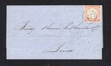 PERU - 1865 - CLASSIC ISSUES: Complete folded letter datelined 'Trujillo Febrero 5/865'' franked with 1862 1d pale vermilion 'Le Coq' issue on thin paper (SG 14) tied by TRUXILLO cds dated 5 FEB 1865. Addressed to LIMA with arrival cds on reverse.  (PER/43435)