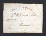 PERU - 1830 - PRESTAMP: Complete folded letter from LIMA to HUANUCO with  good strike of straight line LIMA in red but without any rate markings. Some light toning around edges.  (PER44436)