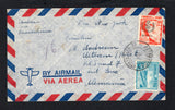 PERU - 1949 - CANCELLATION: Airmail cover franked with 1938 50c greenish blue and 1943 10c on 10c scarlet (SG 645 & 689) tied by fine strike of undated RECEPTORIA DE HUACACHINA ICA cancel in black. Addressed to GERMANY with ICA transit cds and German arrival cds on reverse. A scarce origination.  (PER45525)