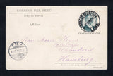 PERU - 1904 - POSTAL STATIONERY: 4c greenish black & black postal stationery viewcard (H&G 51) with view in brown on reverse of 'Garita Puntayacu Chanchamayo - Peru' used with LIMA cds dated 30 JUN 1904. Addressed to GERMANY with arrival cds on front. A scarce card in used condition. (Moll scarcity rating 3)  (PER45794)