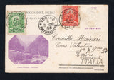 PERU - 1900 - POSTAL STATIONERY: 1c violet postal stationery viewcard (H&G 37a, large date) with view of 'La garita Puntayacu - Chanchamayo' used with added 1898 1c green and 2c red (SG 336 & 338) tied by CALLAO cds's dated 22 JAN 1900. Addressed to ITALY with arrival cds on front. Card has a little light toning on front but a rare view particularly in used condition. (Moll scarcity rating 5)  (PER45799)