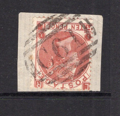 PUERTO RICO - 1867 - BRITISH POST OFFICES: 10d red brown QV issue of Great Britain used on piece with fine complete strike of barred numeral 'C61' of the British P.O. at San Juan. Very fine. (SG Z102)  (PUE/31390)