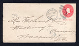 PUERTO RICO - 1899 - SPANISH AMERICAN WAR: 2c red on white postal stationery envelope of the USA with 'PORTO RICO' overprint in red (H&G B3a) used with HUMACAO STA PORTO RICO '1' Military Occupation duplex cds dated OCT 27 1899. Addressed to USA with SAN JUAN transit cds and USA arrival cds on reverse. A rare cover.  (PUE/37411)