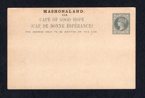 RHODESIA - 1893 - POSTAL STATIONERY: 1½d grey on buff QV postal stationery card of the Cape of Good Hope with 'MASHONALAND' overprint in black (H&G 3). A fine unused example.  (RHO/22134)