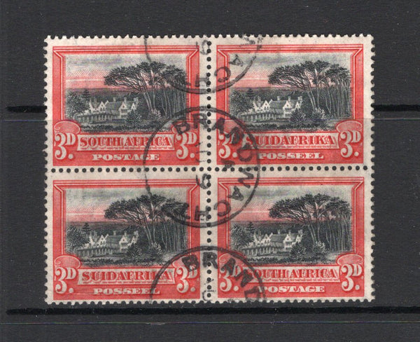 SOUTH AFRICA - 1927 - MULTIPLE: 3d black & red 'Bradbury Wilkinson' printing, a fine used block of four with neat BRANDWACHT cds's. (SG 35)  (SAF/15891)