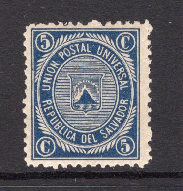 SALVADOR - 1879 - DEFINITIVE ISSUE: 5c indigo 'Volcano' issue, later Impression, a fine mint copy. (SG 16)  (SAL/23360)
