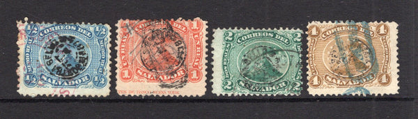 SALVADOR - 1874 - CLASSIC ISSUES: 'San Miguel Volcano' issue with 'CONTRASELLO' overprint type 3, the set of four fine used. (SG 5C/8C)  (SAL/25678)