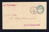 SALVADOR - 1889 - POSTAL STATIONERY & USED IN GUATEMALA: 5c blue on pale yellow postal stationery envelope (H&G B8a) used in Guatemala with good strike of AGENCIA POSTAL AMBULANTE F.C.C. duplex cds on front & reverse. Addressed to GUATEMALA CITY with arrival cds on reverse. Slightly trimmed at left but otherwise unusual use.  (SAL/26864)