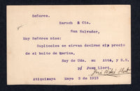 SALVADOR 1918 POSTAL STATIONERY & CANCELLATION