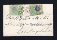 SALVADOR - 1901 - CERES ISSUE & RATE: Small unsealed business card envelope franked with 2 x 1900 1c green with 'Shield' overprint type 2 (SG 438) tied by dumb San Salvador 'S' cancel in black. Addressed to USA with transit and arrival cds's dated APR 1901 on reverse. A scarce issue on cover and a nice 2c unsealed rate.  (SAL/42421)