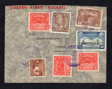 SALVADOR - 1939 - AIRMAIL & DESTINATION: Airmail cover franked with 1935 2c brown, 1938 3c brown and 3 x 5c scarlet, 1937 30c reddish brown AIR issue and 1939 40c black & blue (SG 864, 894/895, 877 & 903) tied by SAN SALVADOR cds's dated 18 AGO 1939. Addressed to CURACAO with arrival cds on reverse.  (SAL/42438)