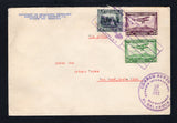 SALVADOR - 1932 - OFFICIAL MAIL: Printed 'Ministerio de Relaciones Exteriores, Republica de El Salvador, C.A. Seccion del Protocolo' official cover with official cachet on reverse and typed 'VIA AEREA' on front. Franked with 1924 5c grey black and 1930 20c green & 25c purple AIR issue (SG 753 & 776/777) tied by illustrated CORREO AEREO EL SALVADOR 'Airplane' cancel with SAN SALVADOR cds alongside dated 12 JUL 1932. Addressed to COSTA RICA with arrival cds on reverse.  (SAL44719)