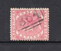 SEYCHELLES - 1883 - MAURITIUS USED IN THE SEYCHELLES: 4c carmine QV issue of Mauritius used in the SEYCHELLES with good almost full strike of 'B64' barred numeral cancel. (SG Z58)  (SEY/23393)