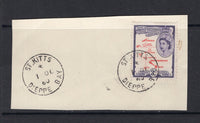 SAINT KITTS & NEVIS - 1954 - CANCELLATION: 3c carmine red & violet QE2 issue tied on large piece by fine ST KITTS DIEPPE BAY cds dated 1 OCT 1960 with second strike alongside. (SG 109)  (STK/15652)