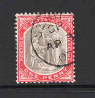 SAINT KITTS & NEVIS - 1905 - CANCELLATION: 1d grey black & carmine used with good strike of ST. KITTS 'SP' cds of SANDY POINT dated APR 3 1904. Uncommon. (SG 13)  (STK/41788)