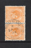 SAINT KITTS & NEVIS - 1938 - CANCELLATION: 1½d orange GVI issue, a fine pair used with complete strike of GINGERLAND NEVIS cds dated SEP 10 1942. (SG 70)  (STK/42480)