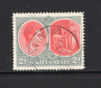 SAINT KITTS & NEVIS - 1938 - CANCELLATION: 2d scarlet & pale grey GVI issue, perf 14 on ordinary paper used with complete strike of GINGERLAND NEVIS cds dated JU 28 1951. (SG 71b)  (STK/42482)