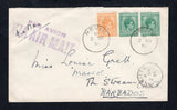 SAINT KITTS & NEVIS - 1951 - AIRMAIL & DESTINATION: Cover franked with 1938 pair ½d green and 1½d orange GVI issue (SG 68 & 70) tied by two strikes of NEVIS cds dated 2 NO 1951 with 'PAR AVION VIA AIR MAIL' handstamp in purple alongside. Addressed to CHRISTCHURCH, BARBADOS with ST. KITTS transit cds on front and BARBADOS G.P.O. and ST. LAWRENCE S.O. transit cds's on reverse.  (STK45698)