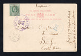 SAINT LUCIA - 1908 - DESTINATION: Black & white PPC 'Castries, St. Lucia. W.I.' franked on message side with 1904 ½d green EVII issue (SG 65) tied by light strike of CASTRIES cds dated DE 27 1907 with good second strike alongside. Addressed to SAN JOSE, COSTA RICA with fine TRANSITO COLON (Panama) transit cds in purple also tying stamp with LIMON transit cds on reverse and SAN JOSE arrival cds on front.  (STL45484)