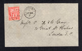 SAINT VINCENT - 1907 - CANCELLATION: Neat cover franked with single 1907 1d carmine (SG 95) tied by fine strike of BARROUALLIE cds dated MAY 25 1907 with fine second strike alongside. Addressed to UK with KINGSTOWN transit and LONDON arrival cds's on reverse. Fine & rare at this date.  (STV37187)